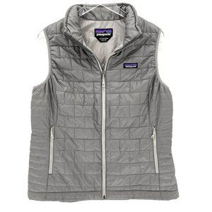 Patagonia Nano Puff Vest Quilted Synthetic Down Full Zip Up Grey Womens Size XL